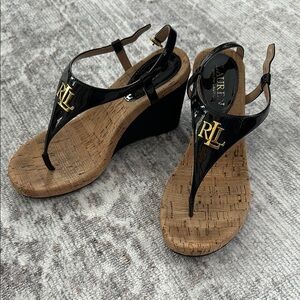 Ralph Lauren Black Wedge Sandals